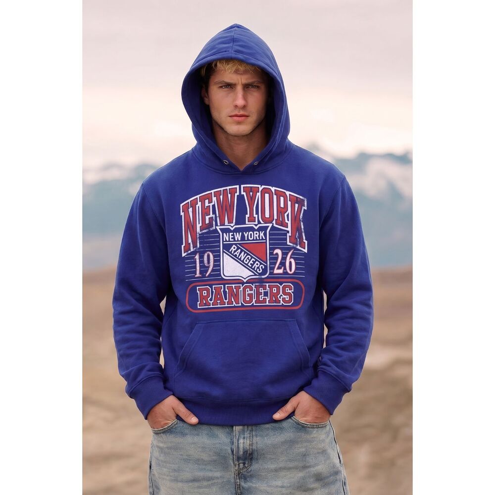 47 Brand New York Rangers Hoodie Size Medium NWT Distressed Look 1926